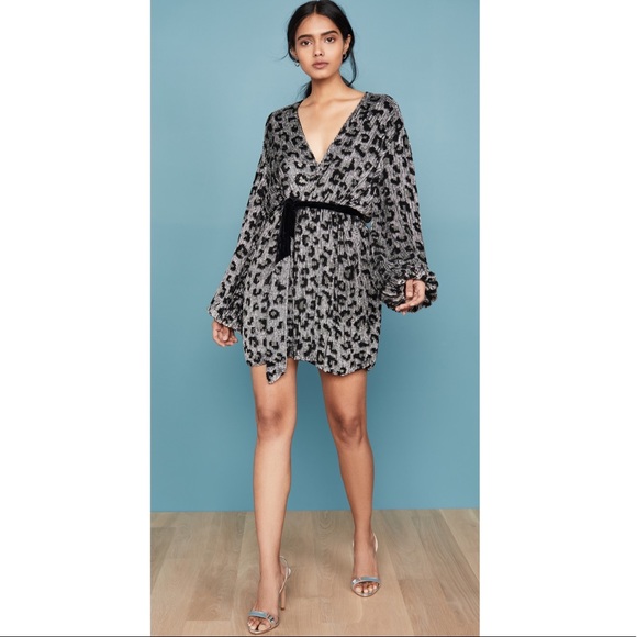 new🤩RETROFETE Gabrielle Robe Dress Silver Leopard - Picture 3 of 10